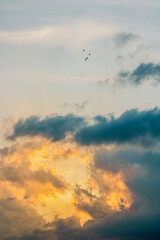 Beautiful sunset and dramatic clouds on the sky