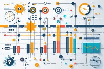 A visual representation of project management schedule plan diagram, illustrating the concept of business process optimization. Ideal for presentations and infographics.