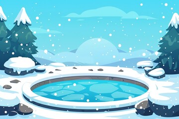 Icy Natural Pool in a Snowy Landscape - Perfect for Winter Travel and Nature Concepts