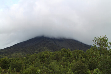 Arenal Volcano with the summit in the fog, Costa Rica