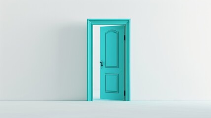 Creative blue door illustration of open