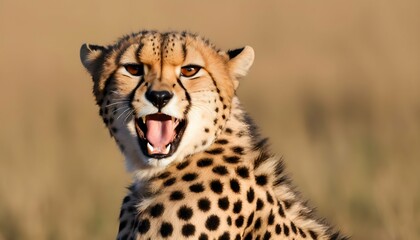 A Cheetah With Its Fur Bristling Agitated Upscaled - obrazy, fototapety, plakaty