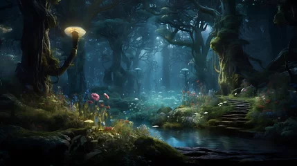 Fotobehang Enchanted Woods: A Mystical Realm © Huzaifa