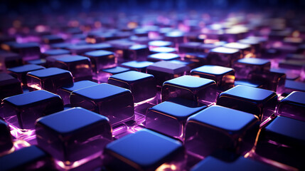 Obraz premium Abstract background 3d colouful glassses box pattern with glowing lights,Concept for New Techology wallpaper background Generative Ai.