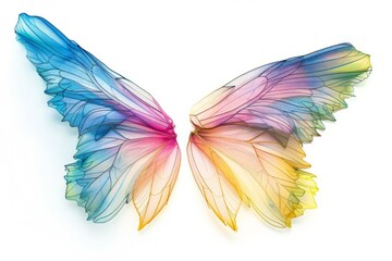 Vibrant colors of butterfly wings stand out against a clean white background