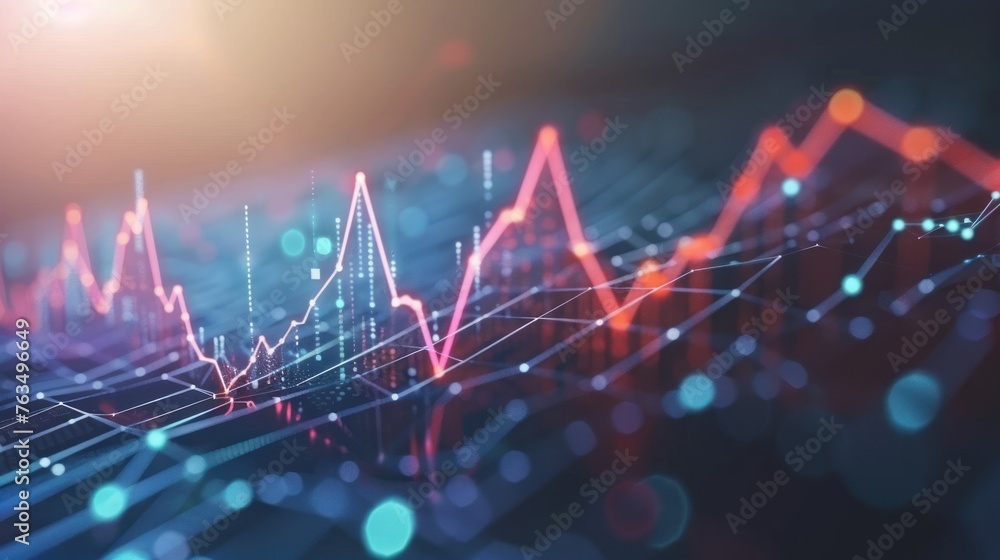 Poster growth strategy business graph analysis concept on finance chart data diagram 3d background