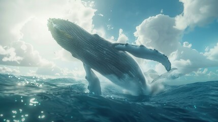 Fototapeta premium Humpback whale playing in the water
