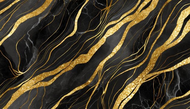 black marble background with golden veins dark black onyx color with gold threads luxurious wallpaper