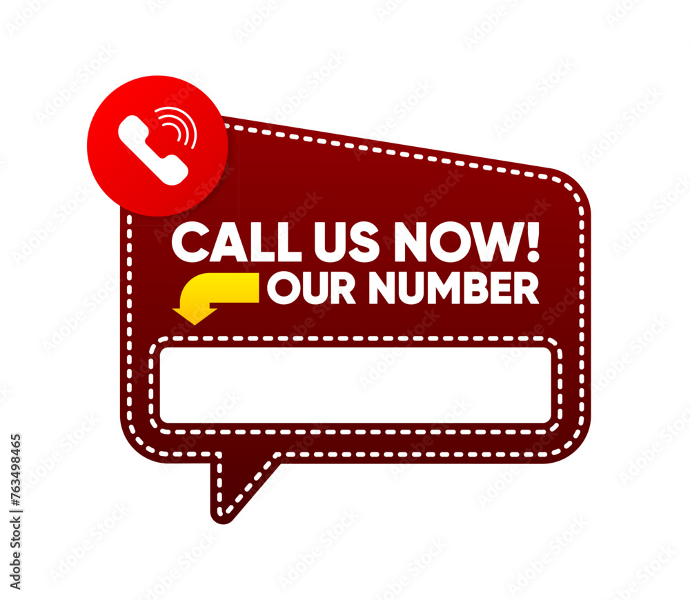 Poster call us now button. template for communication with support. phone number in website header. conspic