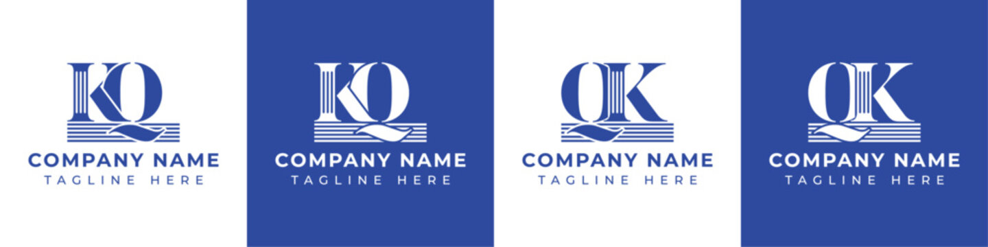 Letters QK and KQ Pillar Logo Set, suitable for business with QK and KQ related to Pillar