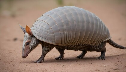 An Armadillo With Its Tail Raised In Alarm Upscaled 4