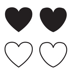 Heart vector icons. Vector set heart shape . Valentine's Day. Love passion concept. Romantic design. black hearts in the white background. Vector illustration in eps 10.