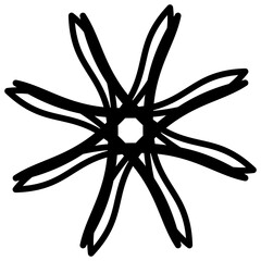 Black, draw flower thick line. Vector illustration.	