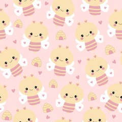 Fototapeta premium Seamless pattern with bees