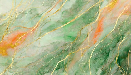 abstract watercolor paint background illustration painting soft pastel green and orange color and...