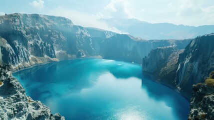 The deepest crater lake in the world Surrounded by mountains The atmosphere is very beautiful.