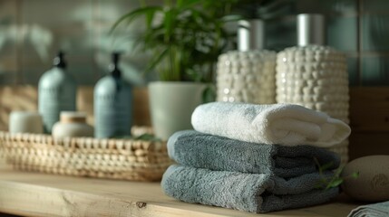 Fototapeta na wymiar Men spa set with towels