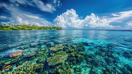 The world's largest coral reef consists  - obrazy, fototapety, plakaty