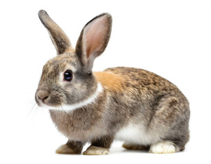 Kaninchen stehend isoliert auf weißen Hintergrund, Freisteller 