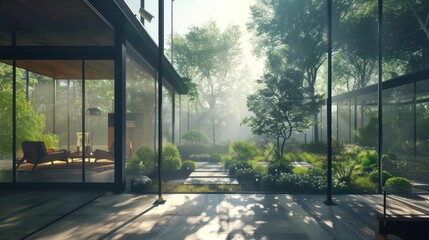 This house stands out with large clear glass walls. Gives an airy feeling like being in the midst of nature. 