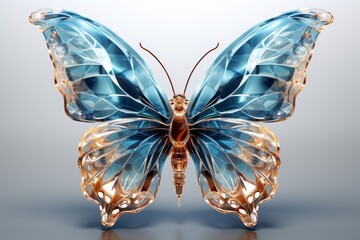 Blue and Gold Butterfly on Table