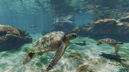 Obraz premium Turtle attacks: Some species of turtles, including sea turtles, can attack humans. 