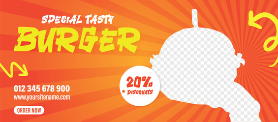 Fototapeta premium Fast food Social media ad cover banner design EPS template