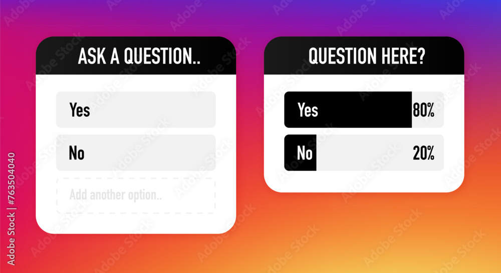 Poster ask a question. interface for social networks. social network. mockup for an internet survey. vector