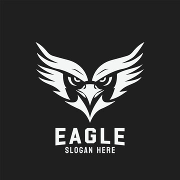 Black and white eagle head vector logo design. A striking symbol and sign.