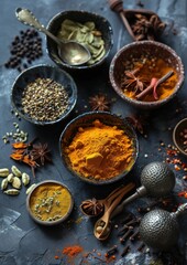 Fototapeta na wymiar spices and herbs in a bowl