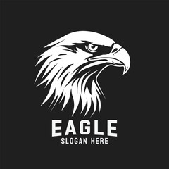 Black and white eagle head vector logo design. A striking symbol and sign.