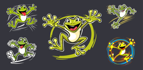 Fototapeta na wymiar Energetic frog leap illustration for adventurous vector collection. Generative AI