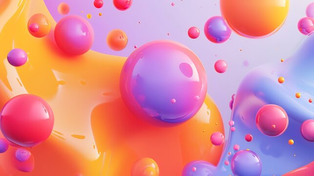 Abstract colorful background with oil drops. 3d rendering, 3d illustration.