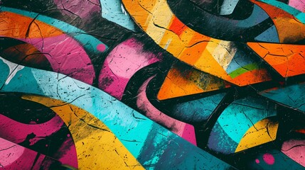 Fragment of colored graffiti painted on a concrete wall. Abstract background for design.