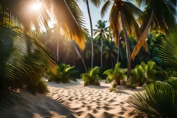 sand dunes and palm trees on beach