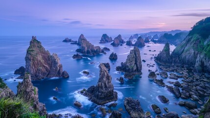A magnificent view of the ocean with large rocks in the foreground, highlighting the raw beauty of nature - Powered by Adobe