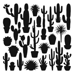 flat design cactus silhouette collection
