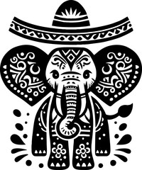 Elephant Vector in the mexican style 