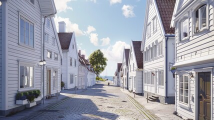 the quaint streets of its historical center, admiring the elegant white houses that epitomize Norway's cultural heritage.