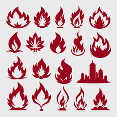 flat design fire silhouette collection
