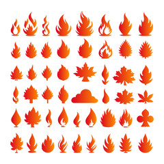 flat design fire silhouette collection