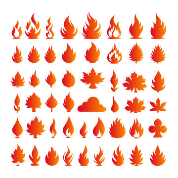 flat design fire silhouette collection