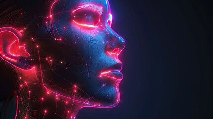 A neon-lit AI platform for psychological counseling providing mental health support - obrazy, fototapety, plakaty
