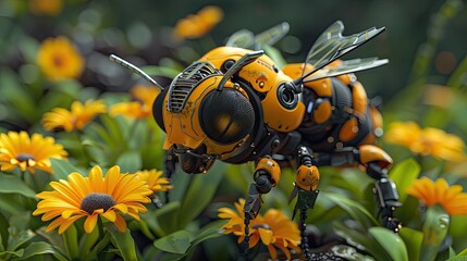A robotic bee pollinating plants in areas affected by the decline in bee populations