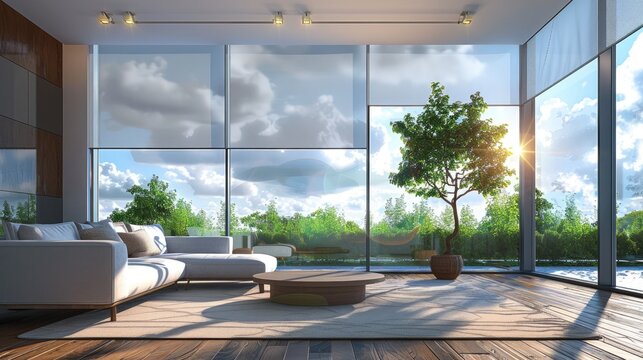 A noise-cancelling window treatment creating a silent indoor environment in noisy areas