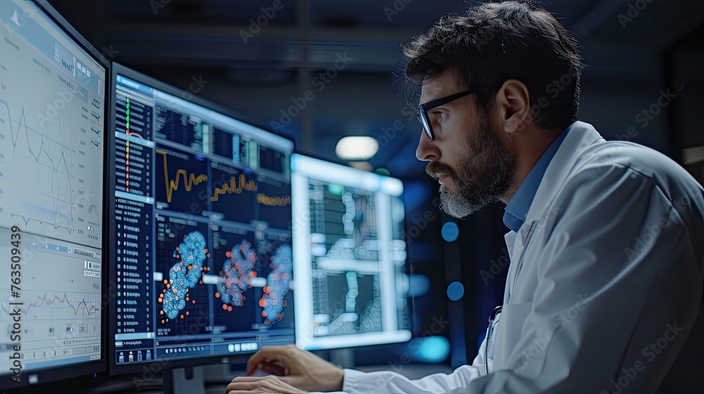 Poster envision an ai-driven diagnostic tool analyzing patient data for early disease detection