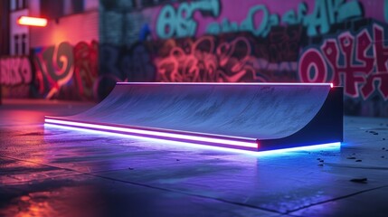 A smart, neon-lit skateboard ramp with performance tracking and competitions