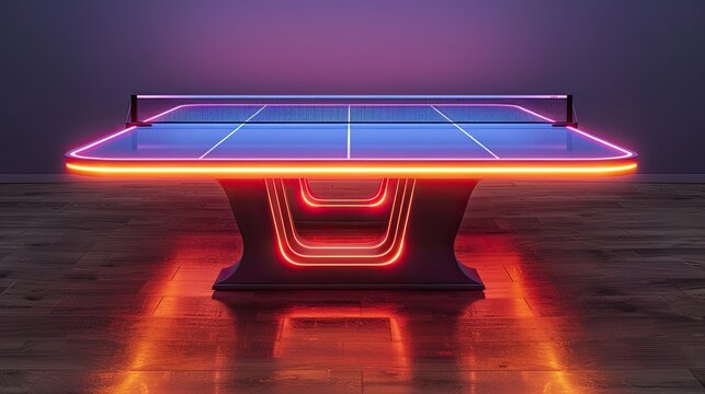 A smart, neon ping pong table providing game statistics and challenge modes