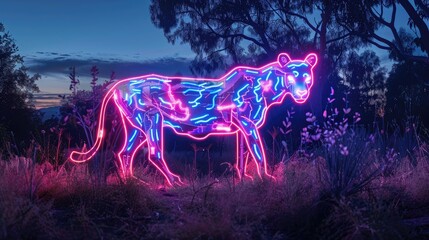 A neon-lit AI urban wildlife tracker monitoring animal movements and health