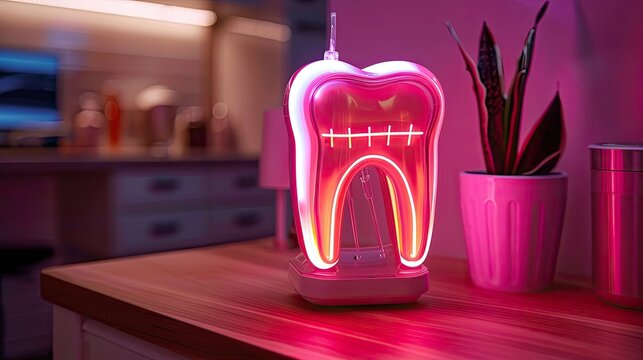 A high-tech, neon-lit electric tooth flosser for superior dental hygiene